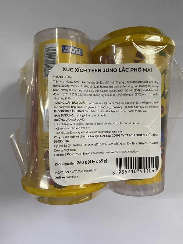 XÚC XÍCH TEEN JUNO LẮC PHOMAI 260G (4 LY X 65G)